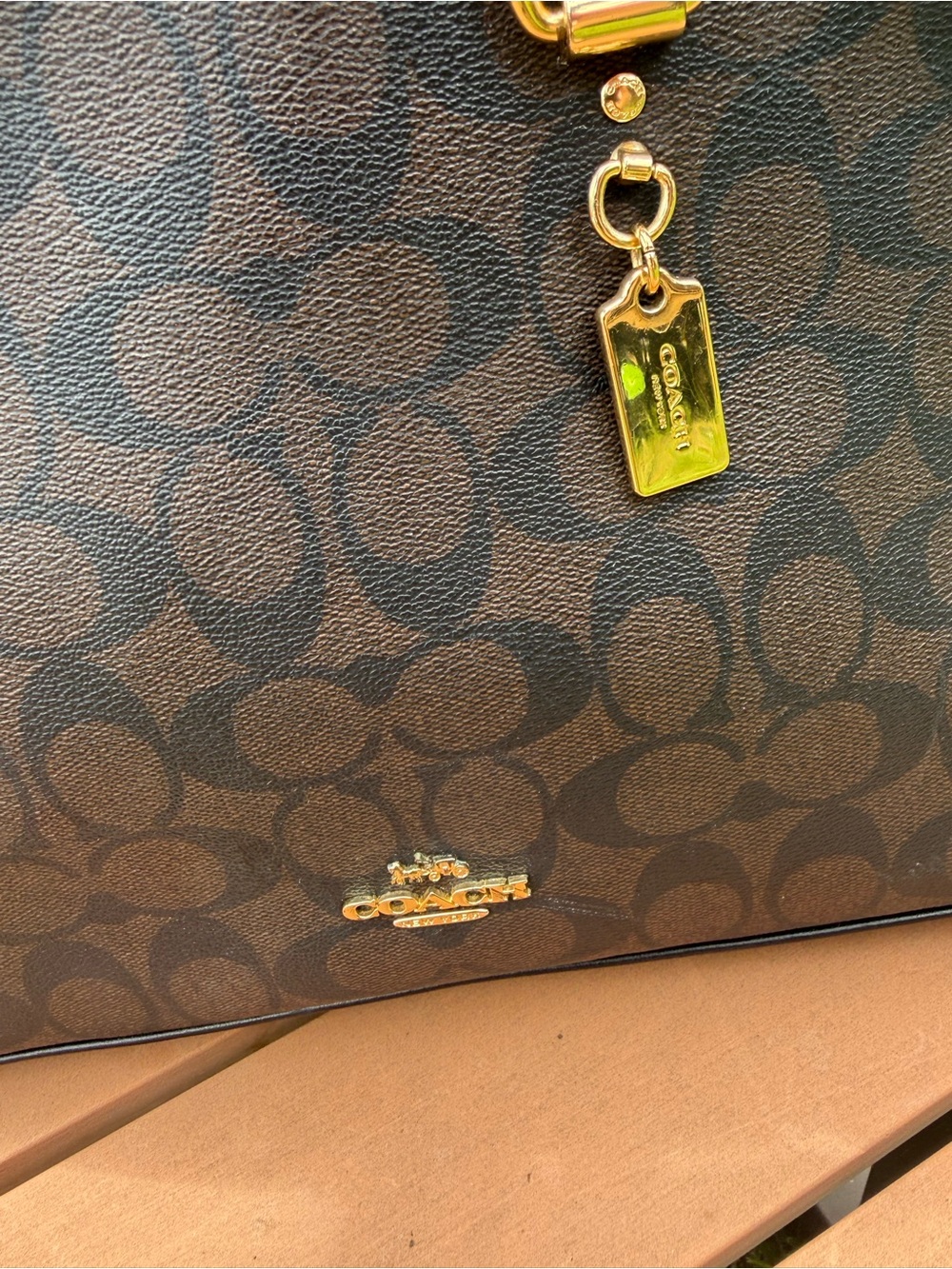 COACH 2558 Signature Dome Satchel Handbag PVC Brown - Missing Shoulder Strap - Picture 2 of 5